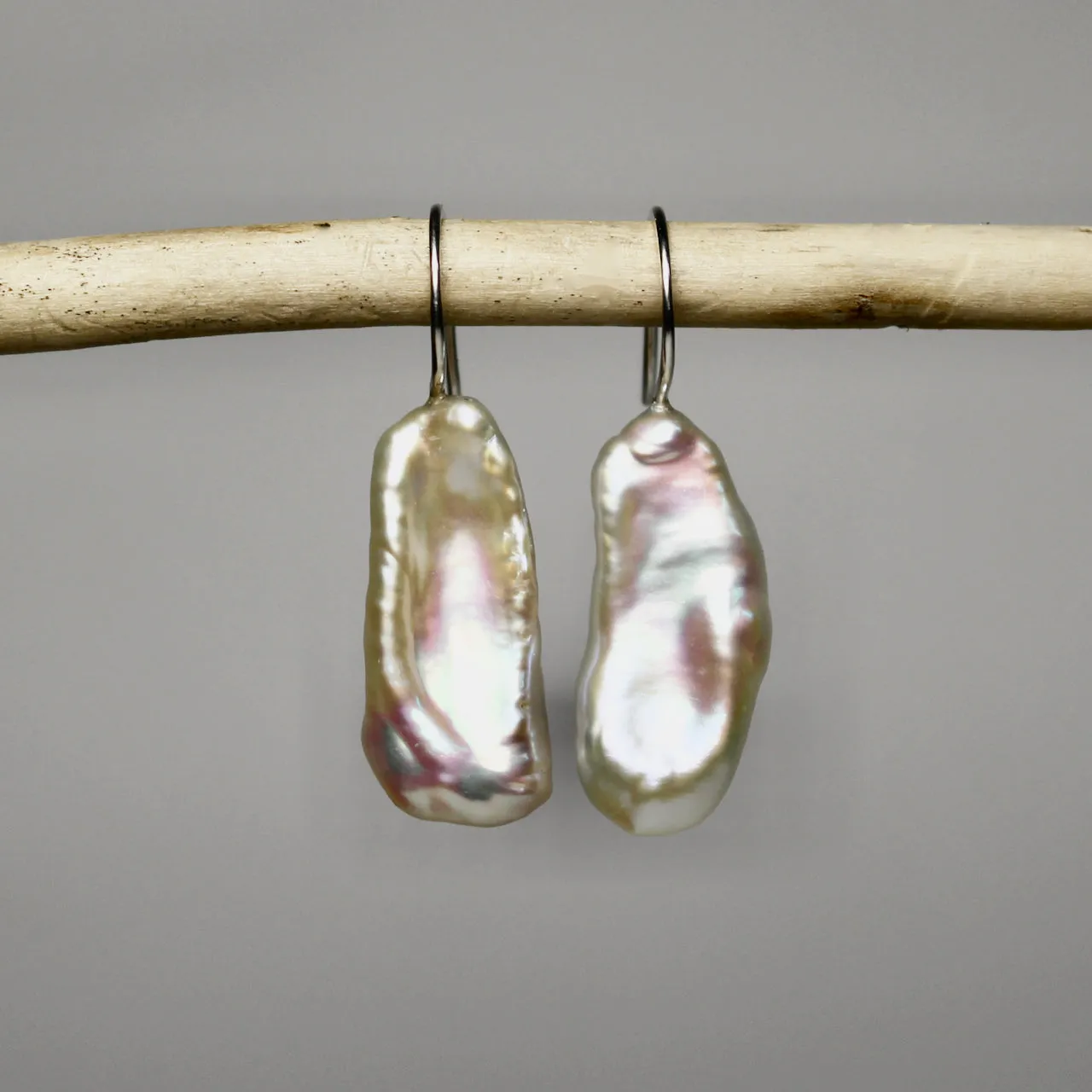 White Keshi Pearl Dangles