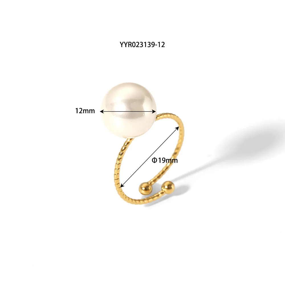 Wholesale 18K Gold Stainless Steel Adjustable Pearl Ring