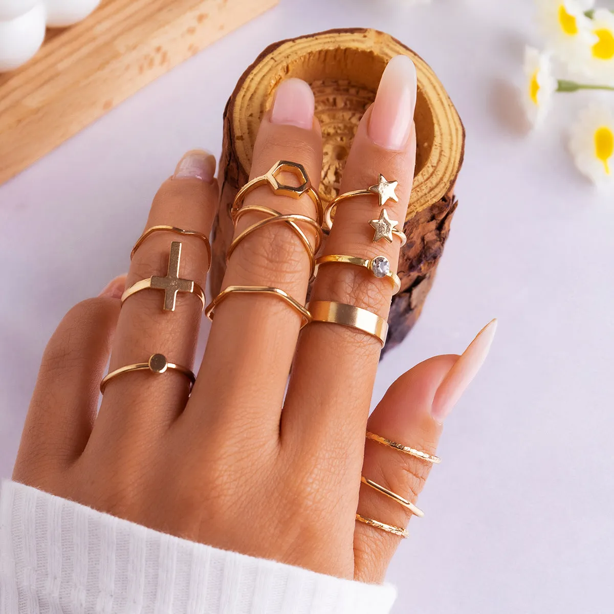 Wholesale Alloy Xingyue Diamond Open Joint Ring Set