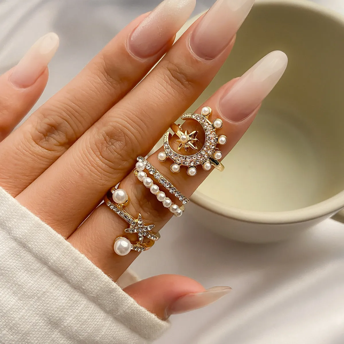 Wholesale Alloy Xingyue Diamond Open Joint Ring Set