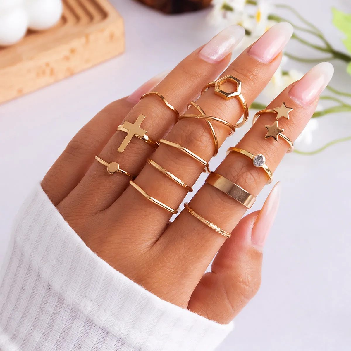 Wholesale Alloy Xingyue Diamond Open Joint Ring Set