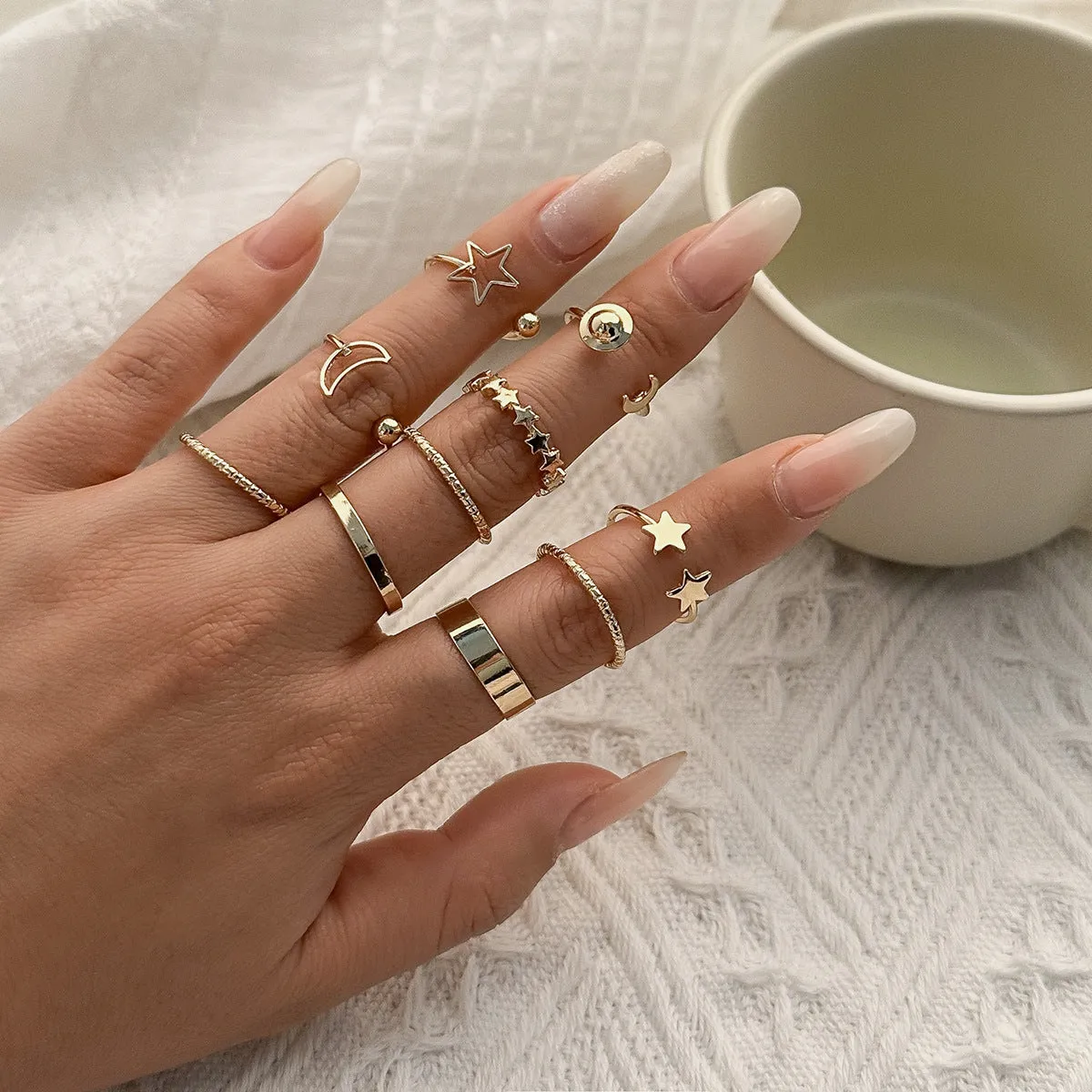 Wholesale Alloy Xingyue Diamond Open Joint Ring Set