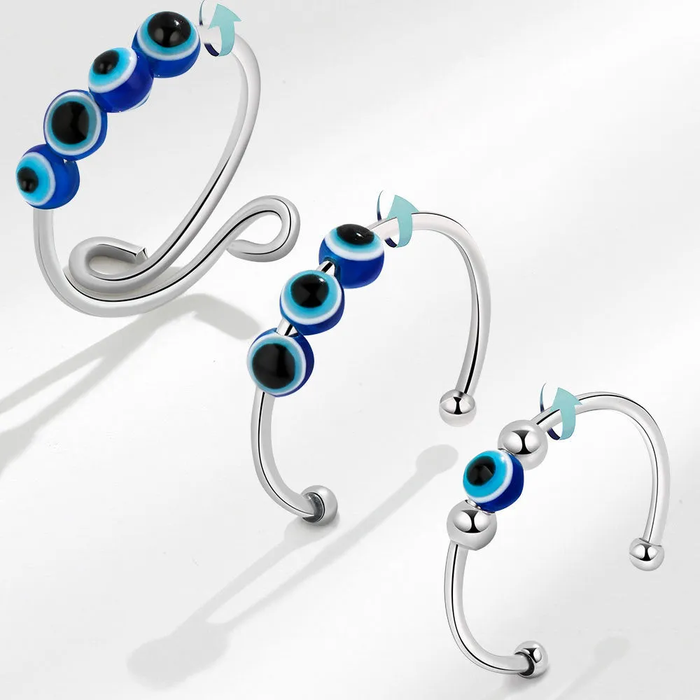 Wholesale Anti Stress Devil Eye Copper Adjustable Rings