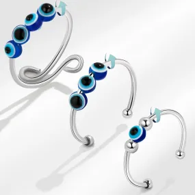 Wholesale Anti Stress Devil Eye Copper Adjustable Rings
