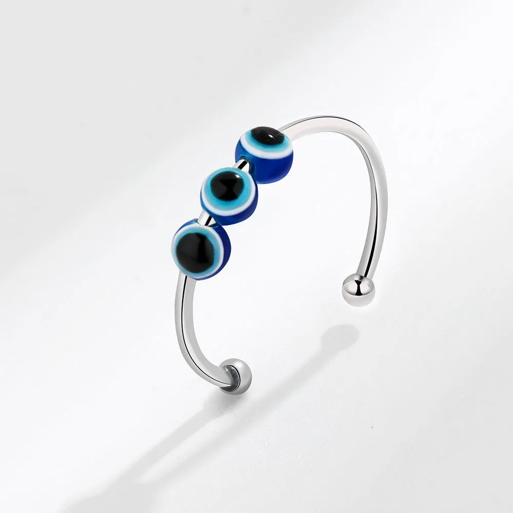 Wholesale Anti Stress Devil Eye Copper Adjustable Rings