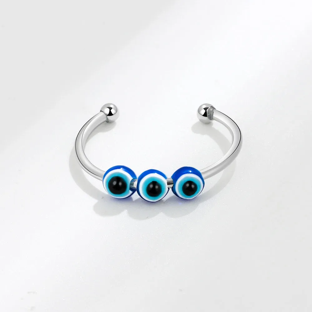 Wholesale Anti Stress Devil Eye Copper Adjustable Rings