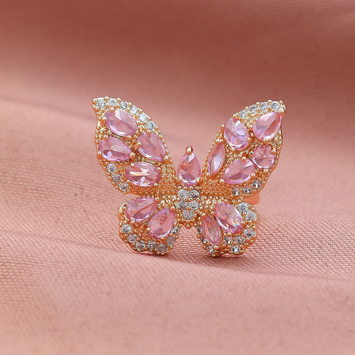 Wholesale Copper Micro Inlaid Zircon Butterfly Ring