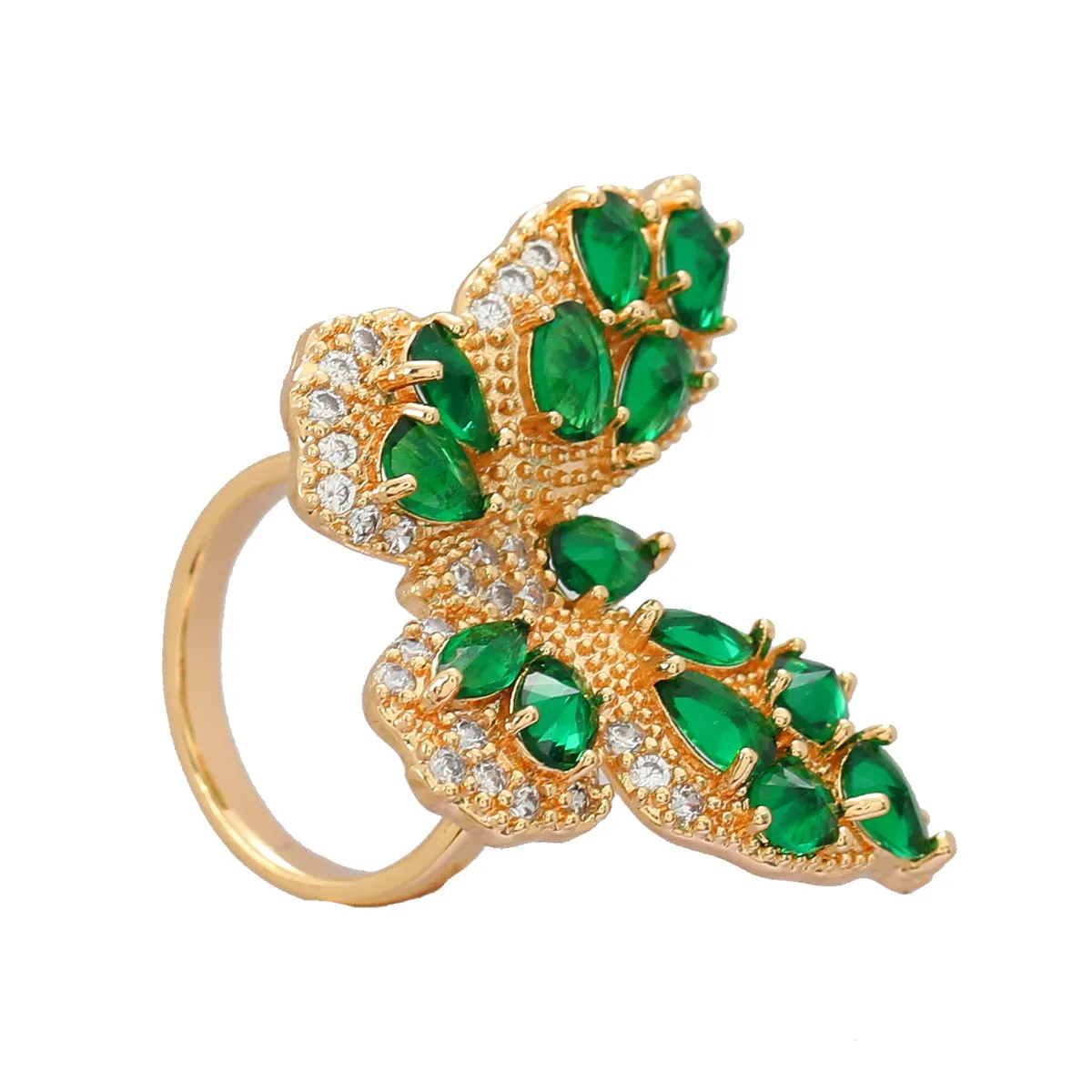 Wholesale Copper Micro Inlaid Zircon Butterfly Ring