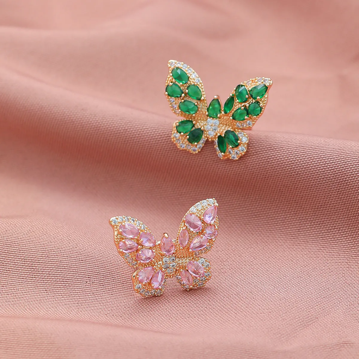 Wholesale Copper Micro Inlaid Zircon Butterfly Ring