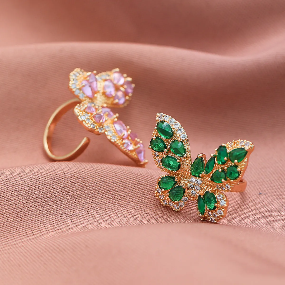 Wholesale Copper Micro Inlaid Zircon Butterfly Ring