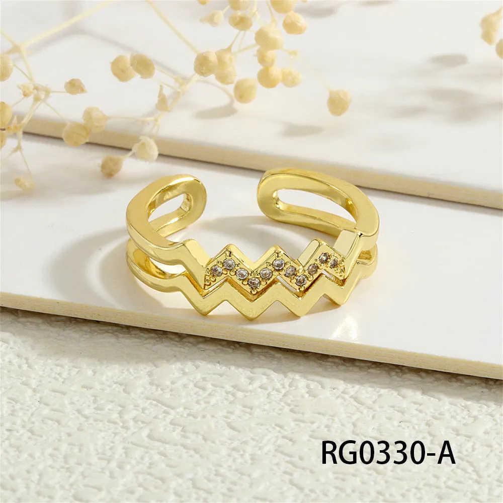 Wholesale Copper Plated 18K Gold Micro Inlaid Zircon Open Ring JDC-RS-TianYi009