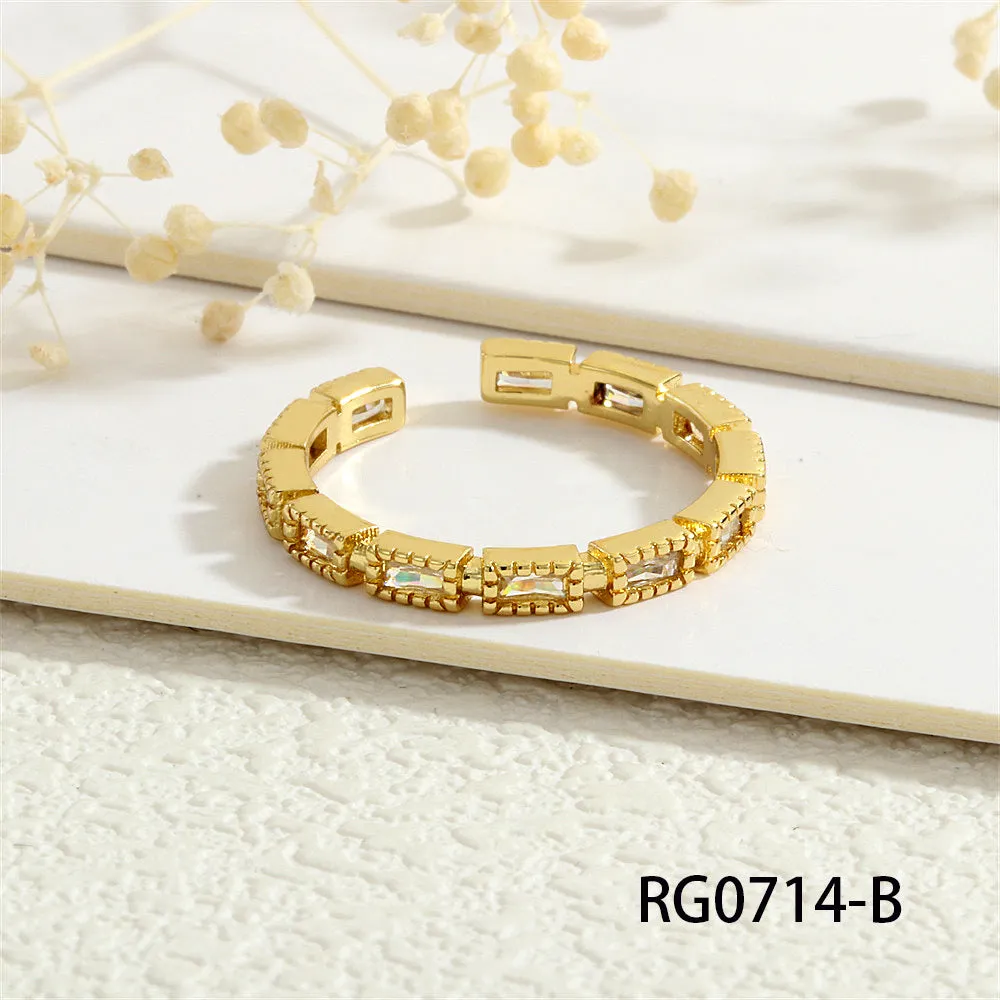 Wholesale Copper Plated 18K Gold Micro Inlaid Zircon Open Ring JDC-RS-TianYi009