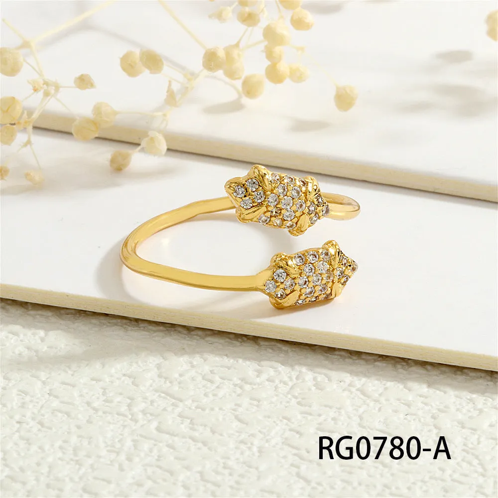 Wholesale Copper Plated 18K Gold Micro Inlaid Zircon Open Ring JDC-RS-TianYi009