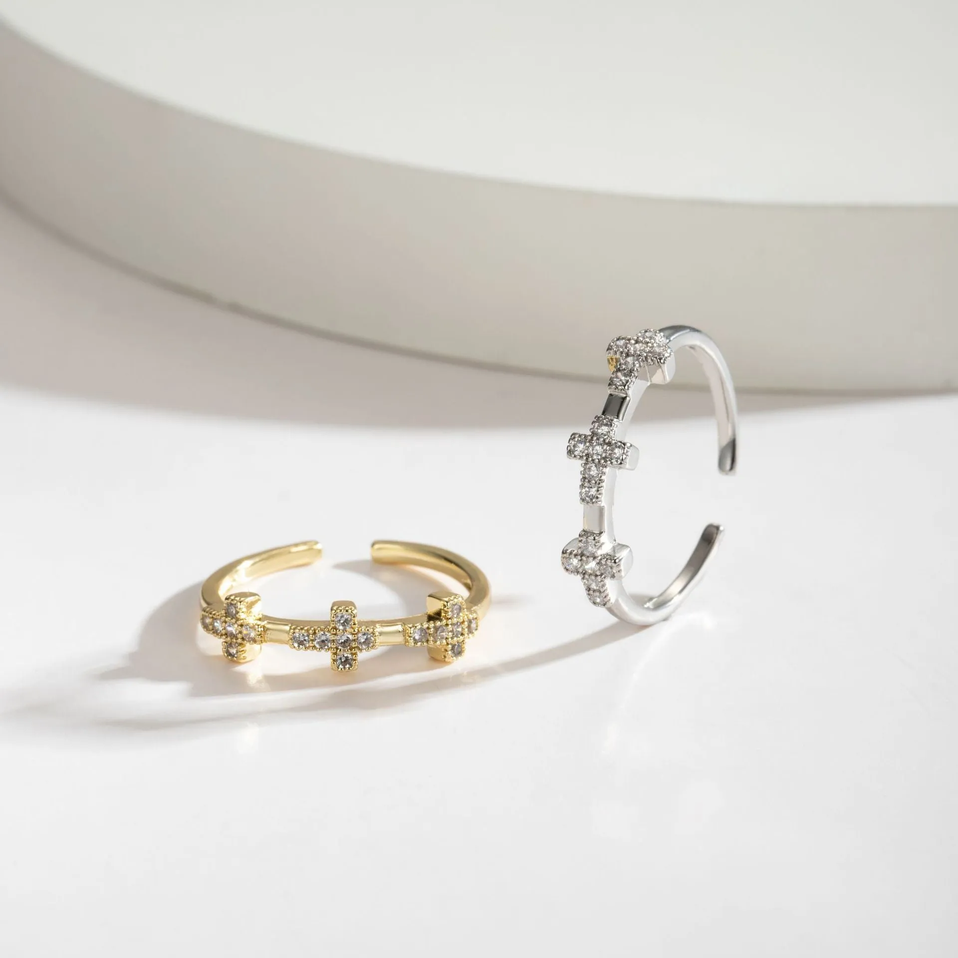 Wholesale Cross Open Copper Ring JDC-RS-Mimeng148