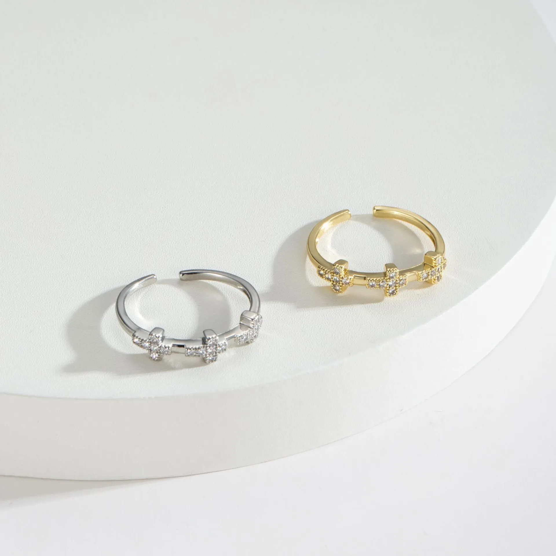 Wholesale Cross Open Copper Ring JDC-RS-Mimeng148