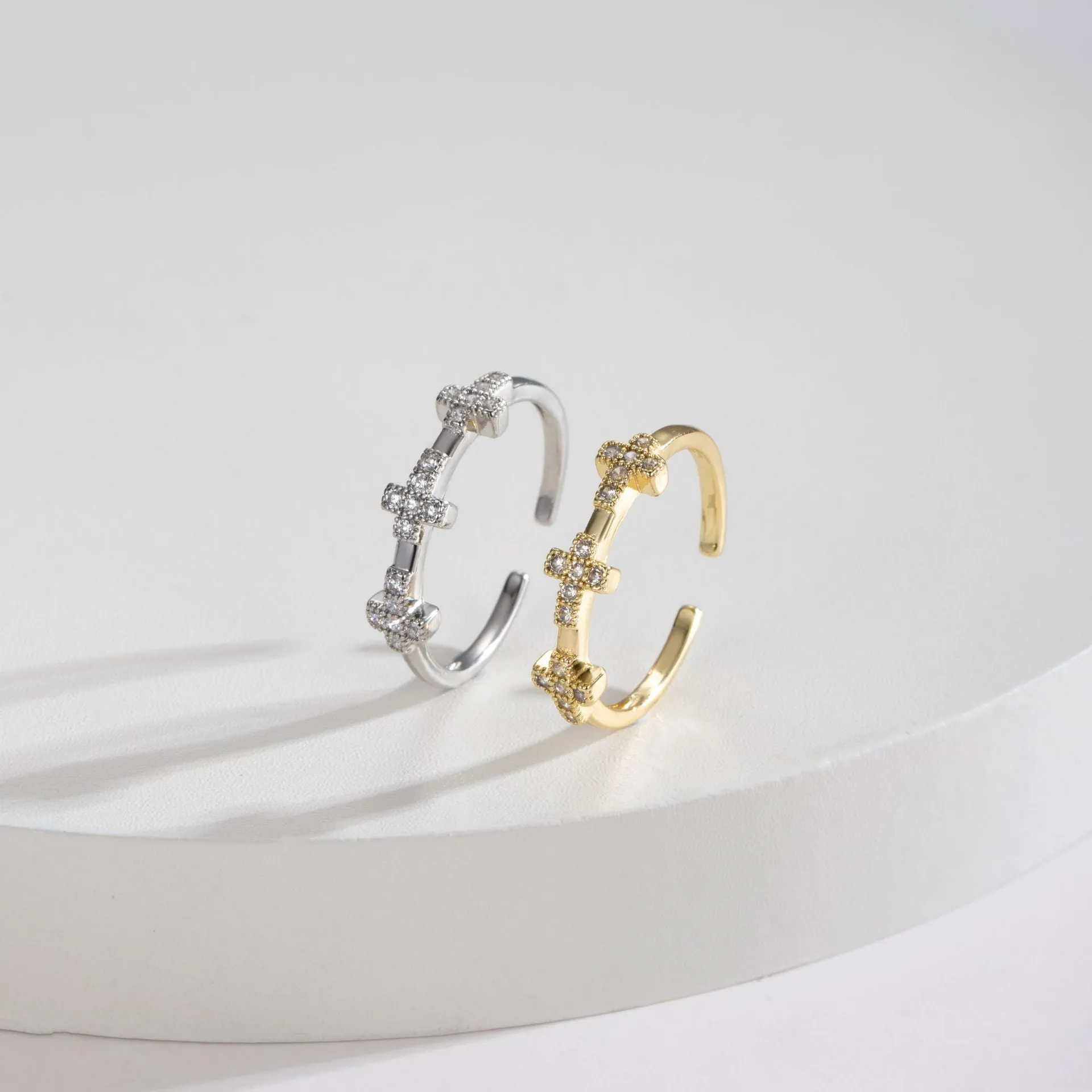 Wholesale Cross Open Copper Ring JDC-RS-Mimeng148