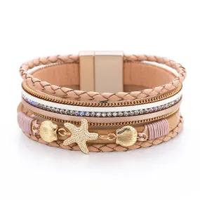 Wholesale Ethnic Style Holiday Style Small Starfish Inlaid with Colorful Diamond Bracelets