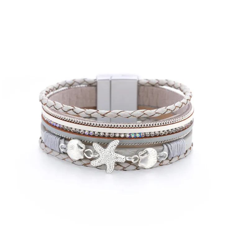 Wholesale Ethnic Style Holiday Style Small Starfish Inlaid with Colorful Diamond Bracelets