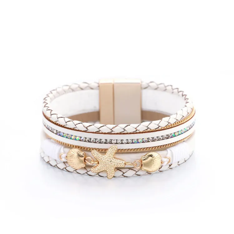 Wholesale Ethnic Style Holiday Style Small Starfish Inlaid with Colorful Diamond Bracelets