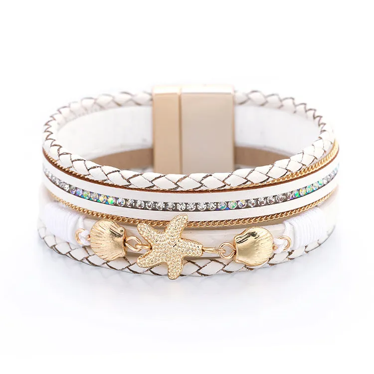 Wholesale Ethnic Style Holiday Style Small Starfish Inlaid with Colorful Diamond Bracelets