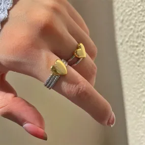 Wholesale Gold and Silver Color Matching Love Chain Opening Adjustable Copper Ring