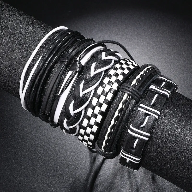 Wholesale Handwoven Multi-layer Leather DIY 6 Piece Set Bracelet