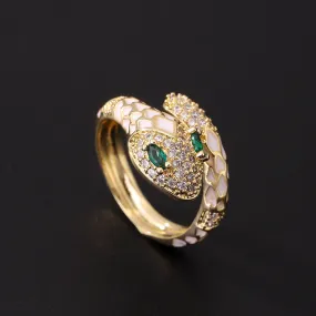Wholesale Popular Gold-plated Retro Green-eyed Snake-shaped Open Light Luxury Ring