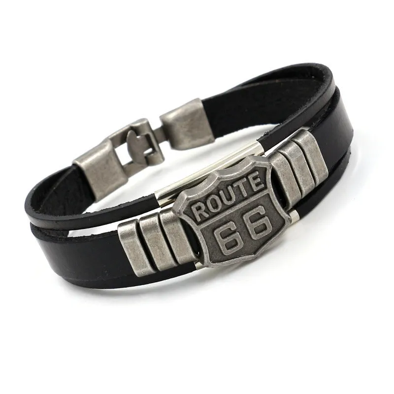 Wholesale Route 66 bracelet men's punk multi-layer bracelet