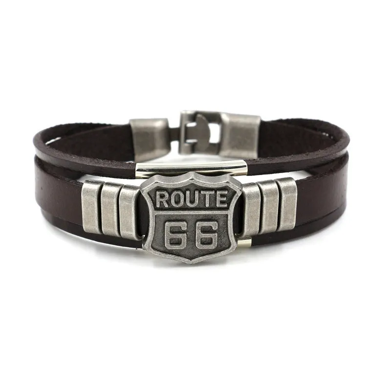 Wholesale Route 66 bracelet men's punk multi-layer bracelet