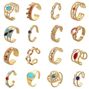 Wholesale Stainless Steel Color Oil Dripping Love Opening Adjustable Ring
