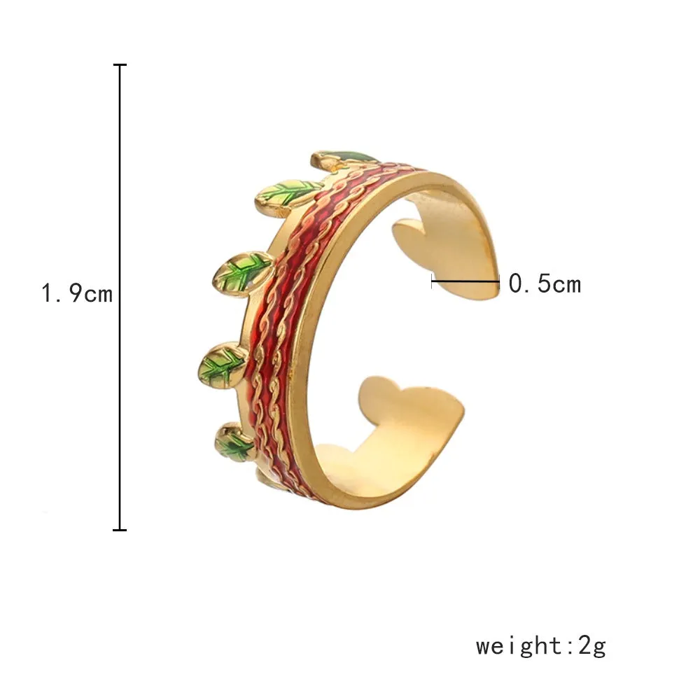 Wholesale Stainless Steel Color Oil Dripping Love Opening Adjustable Ring