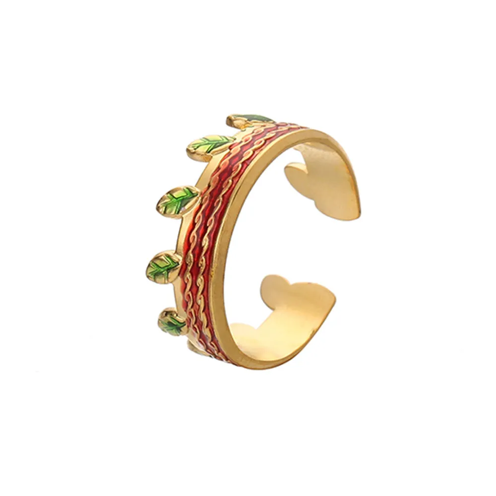 Wholesale Stainless Steel Color Oil Dripping Love Opening Adjustable Ring