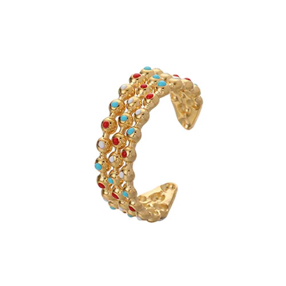Wholesale Stainless Steel Color Oil Dripping Love Opening Adjustable Ring