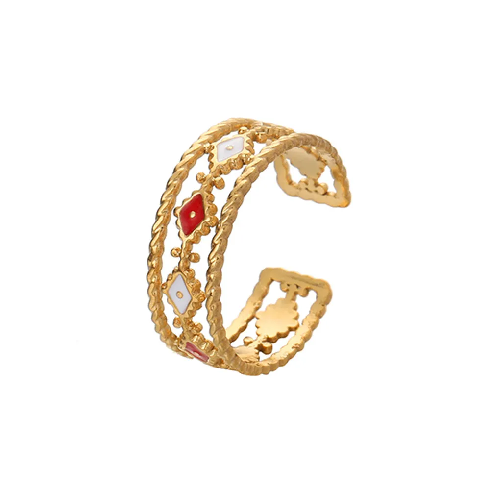 Wholesale Stainless Steel Color Oil Dripping Love Opening Adjustable Ring