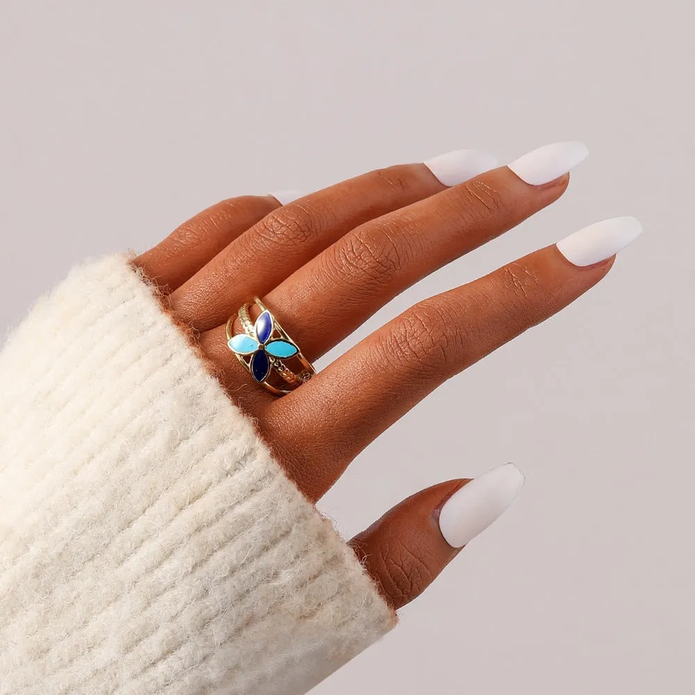 Wholesale Stainless Steel Color Oil Dripping Love Opening Adjustable Ring