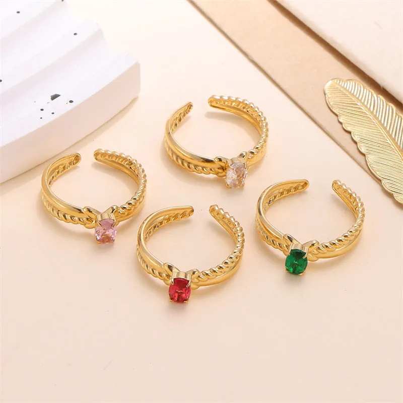 Wholesale Stainless Steel Gold Inlaid Zircon Ring