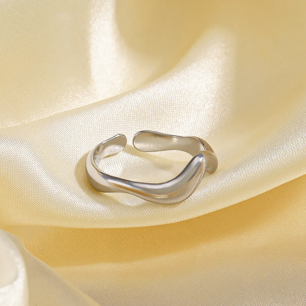 Wholesale Stainless Steel Irregular Shaped Adjustable Gold Plated Ring