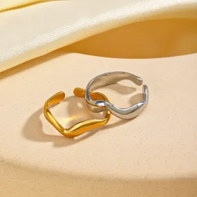 Wholesale Stainless Steel Irregular Shaped Adjustable Gold Plated Ring