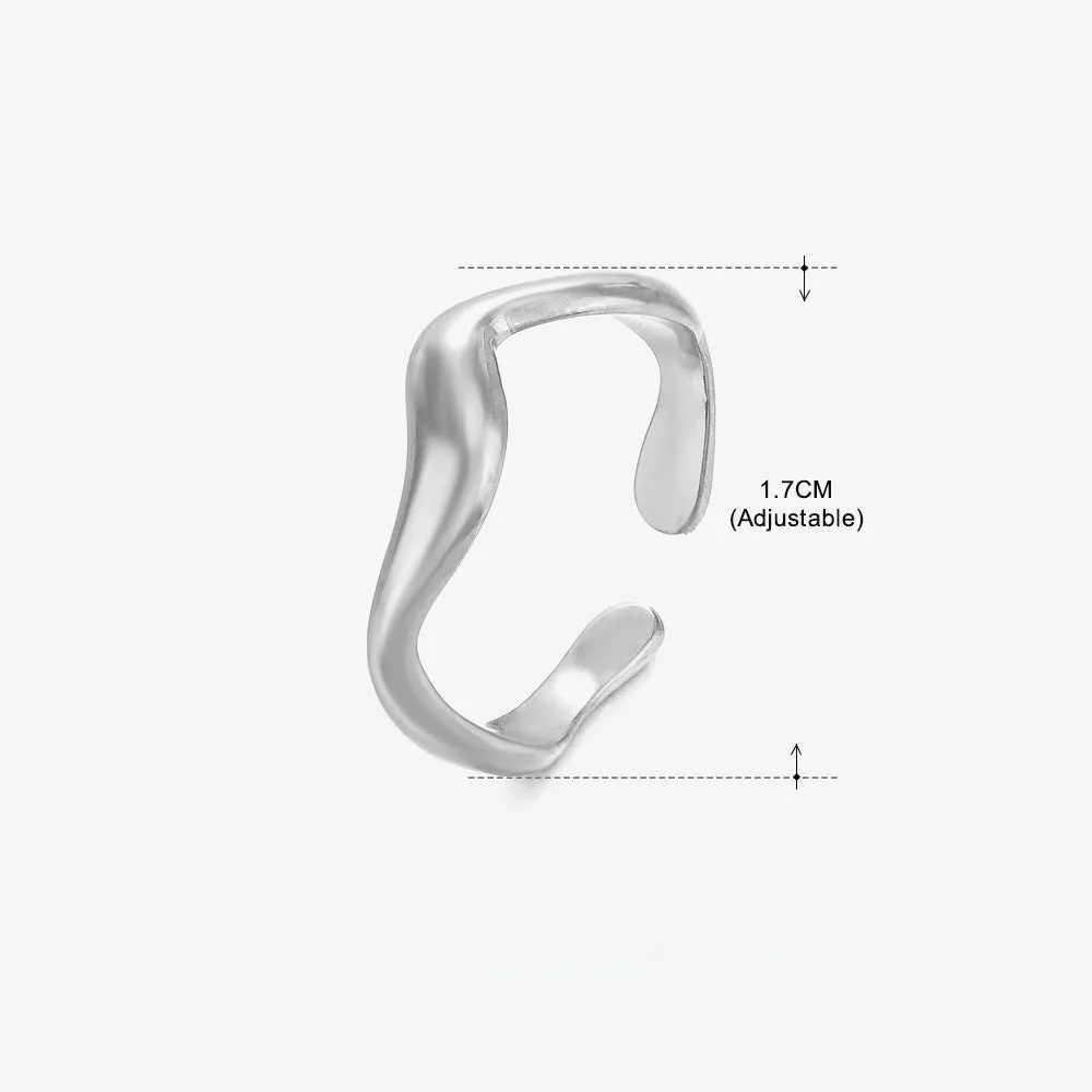 Wholesale Stainless Steel Irregular Shaped Adjustable Gold Plated Ring