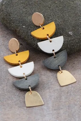 Wood   Gold Drop Earrings